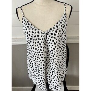 Anthropologie MINE Camisole Top Womens L Black White Polka Spaghetti Straps